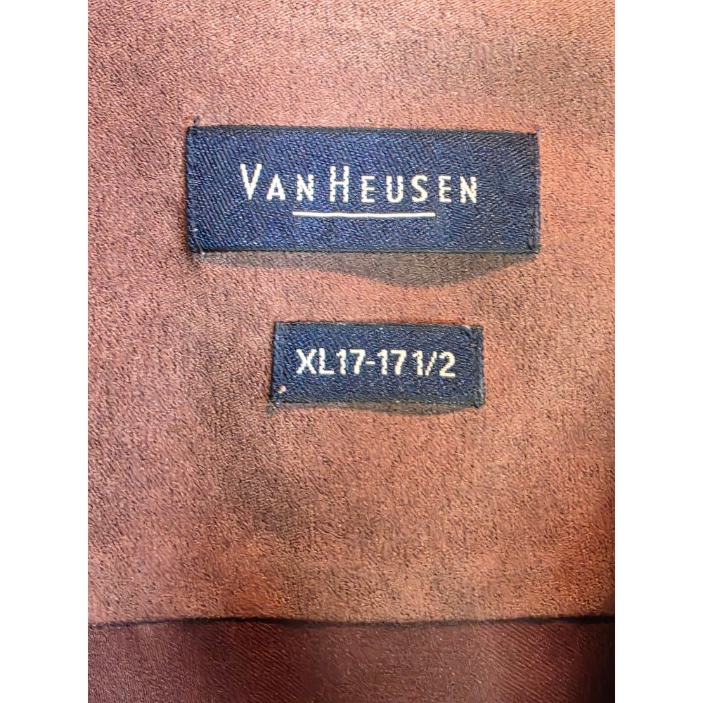 Van Heusen Soft Suede Shirt Mens XL Rust Brown Faux Suede Button Down Distressed - Picture 3 of 12